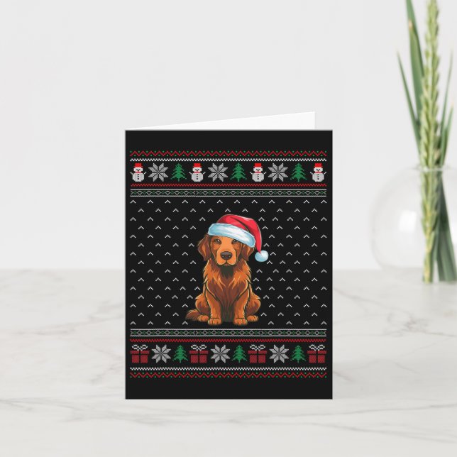 Chesapeake Bay Retriever Wearing Santa Hat Julafto Kort (Framsida)