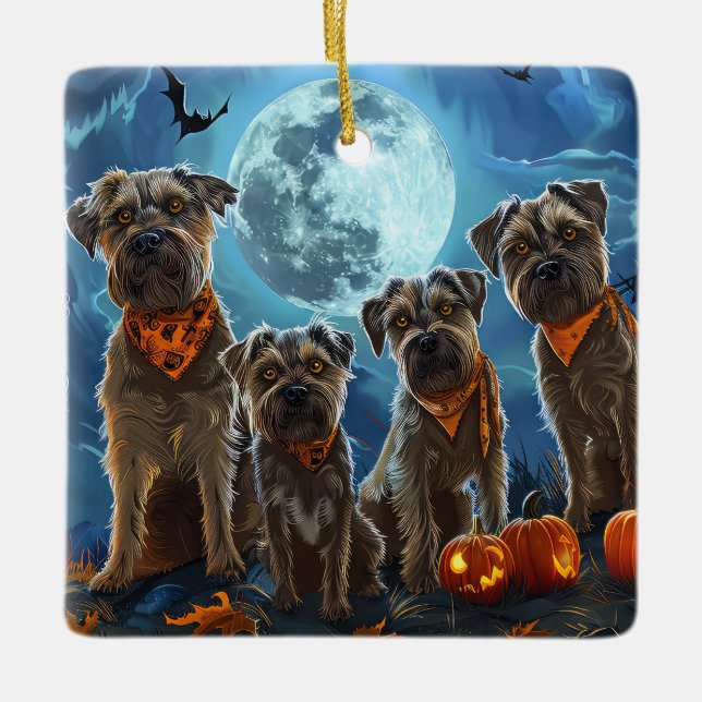 Chesapeake Bay Terrier Halloween Spooky Julgransprydnad Keramik (Framsida)