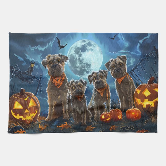 Chesapeake Bay Terrier Halloween Spooky Kökshandduk (Horisontell)