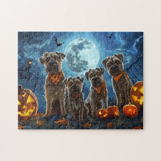 Chesapeake Bay Terrier Halloween Spooky Pussel (Horisontell)