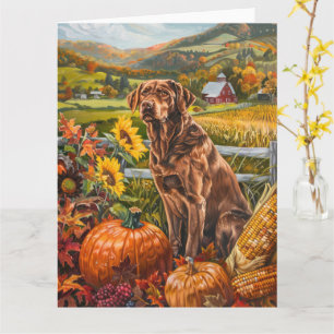 Chesapeake Bay Terrier Höstskörd Tacksägelse Kort