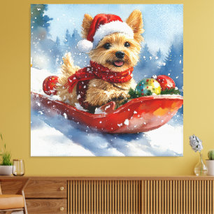 Chesapeake Bay Terrier Hund i Släd Jul Canvastryck