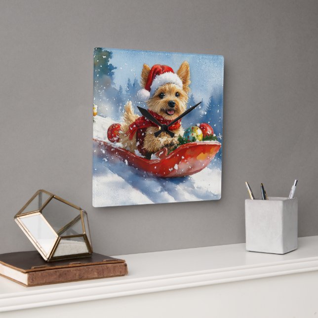 Chesapeake Bay Terrier Hund i Släd Jul Fyrkantig Klocka (Kontor)
