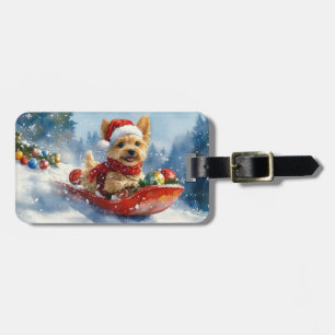 Chesapeake Bay Terrier Hund i Släde Jul Bagagebricka