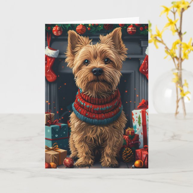 Chesapeake Bay Terrier Hund Med Julpresenter Kort (Gul blomma)