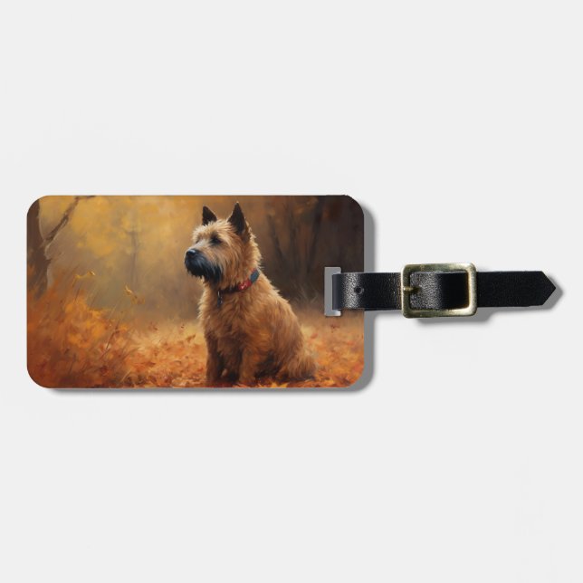 Chesapeake Bay Terrier i höstlöv             Bagagebricka (Horisontell Framsida)