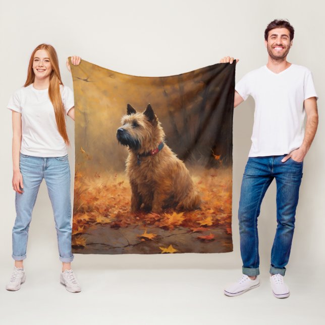 Chesapeake Bay Terrier i höstlöv             Fleecefilt (På plats)