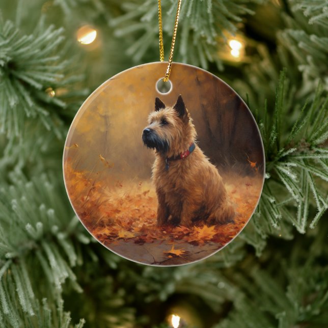 Chesapeake Bay Terrier i höstlöv Julgransprydnad Keramik (Träd)