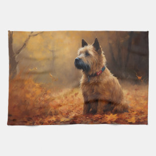 Chesapeake Bay Terrier i höstlöv Kökshandduk