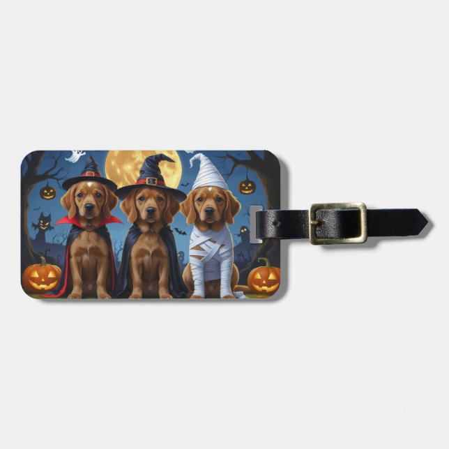 Chesapeake Bay Terrier Pumpkin Halloween Funny Bagagebricka (Horisontell Framsida)