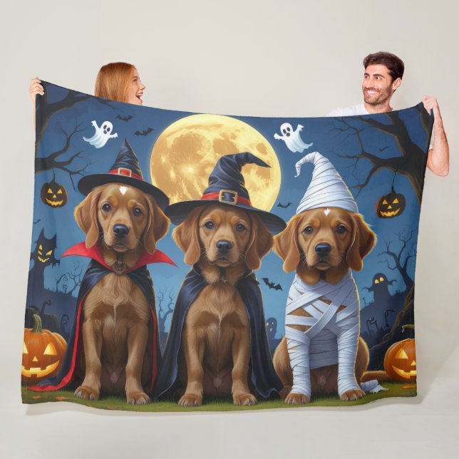 Chesapeake Bay Terrier Pumpkin Halloween Funny Fleecefilt (På plats)