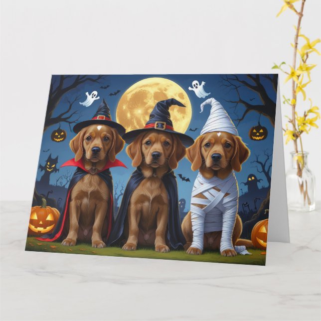 Chesapeake Bay Terrier Pumpkin Halloween Funny Kort (Gul blomma)