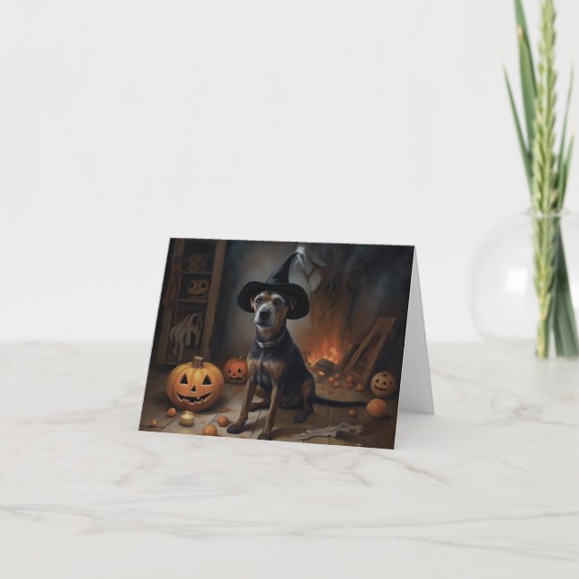 Chesapeake Bay Terrier Pumpkins Halloween Scary Kort (Framsida)
