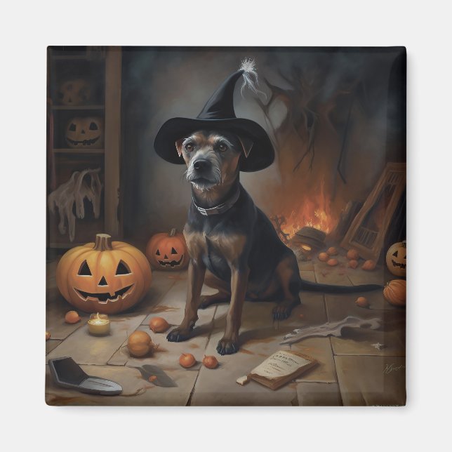 Chesapeake Bay Terrier Pumpkins Halloween Scary Magnet (Framsidan)