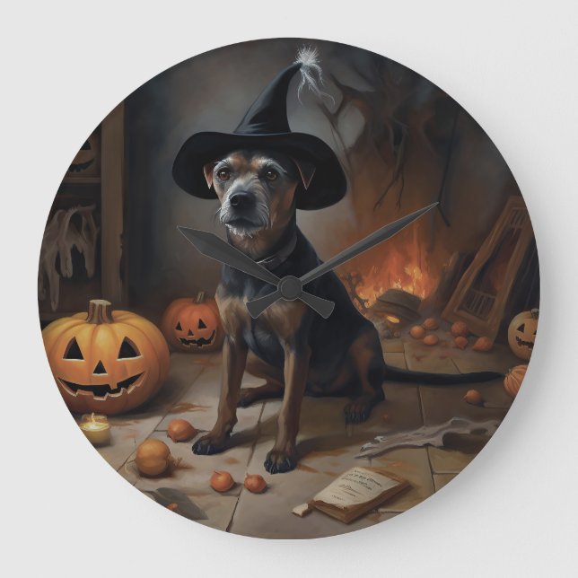 Chesapeake Bay Terrier Pumpkins Halloween Scary Stor Klocka (Framsida)