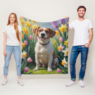 Chesapeake Bay Terrier Vårblommor Målning Fleecefilt