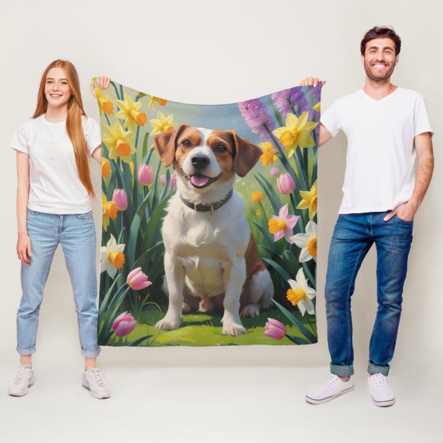 Chesapeake Bay Terrier Vårblommor Målning Fleecefilt (På plats)