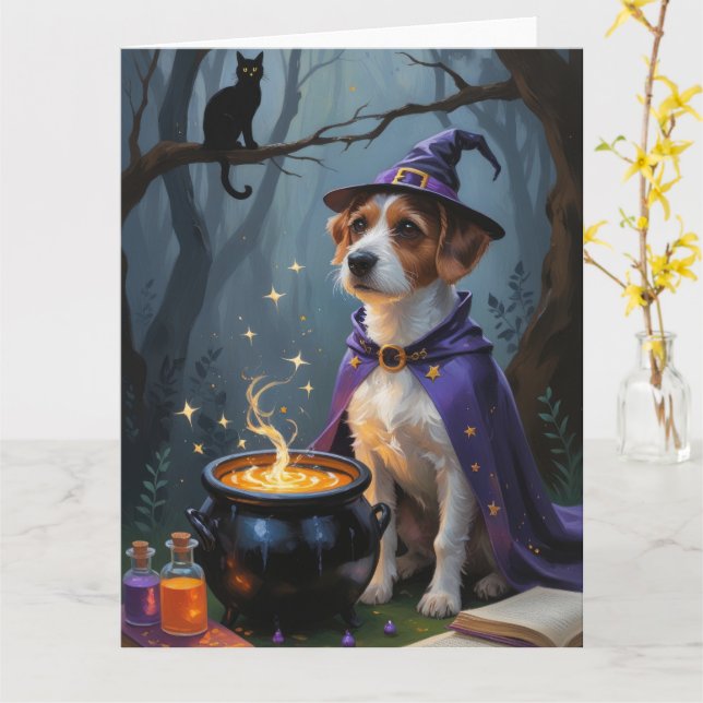 Chesapeake Bay Terrier Whimsical Halloween Kort (Gul blomma)