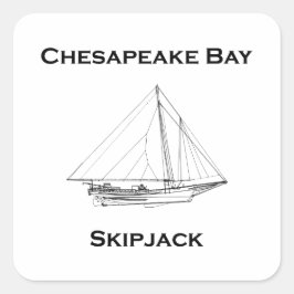 Chesapeake Bay Vintage Skipjack Sailboat Teckning Fyrkantigt Klistermärke
