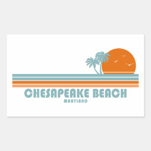Chesapeake Beach Maryland Sol Handflatan Träd Rektangulärt Klistermärke