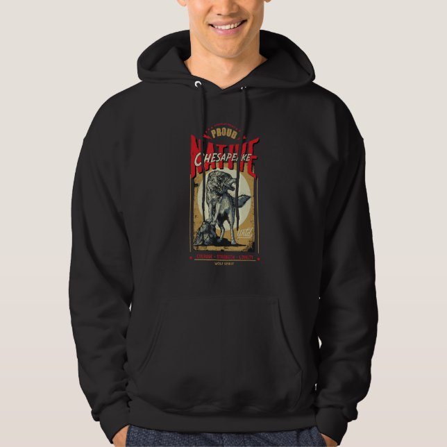Chesapeake Native American Indian Born Wolf Spirit Hoodie (Framsida)