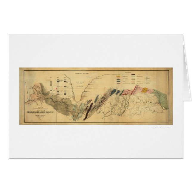 Chesapeake & Ohio järnvägkarta 1872 Hälsningskort (Framsidan Horizontal)