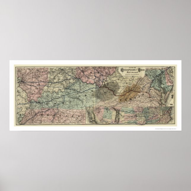 Chesapeake & Ohio Railroad Karta 1873 Poster (Framsidan)