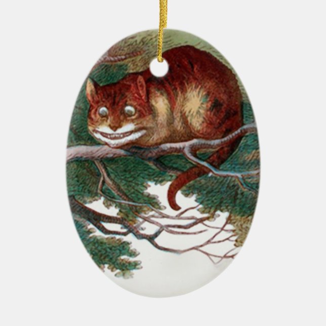 Cheshire Cat 2 Julgransprydnad Keramik (Framsidan)