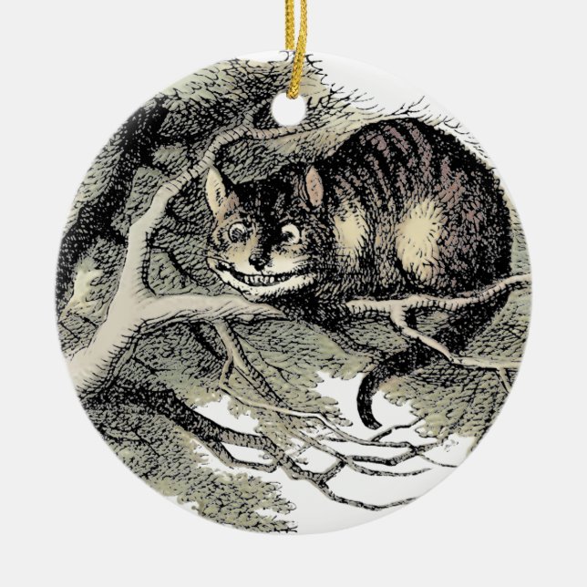 Cheshire Cat Alice i Underlandet Klassiker Julgransprydnad Keramik (Framsidan)