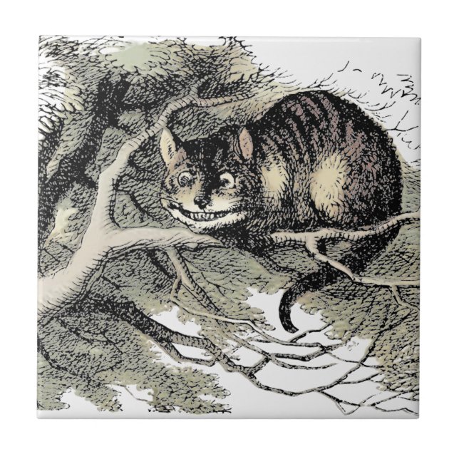 Cheshire Cat Alice i Underlandet Klassiker Kakelplatta (Framsidan)
