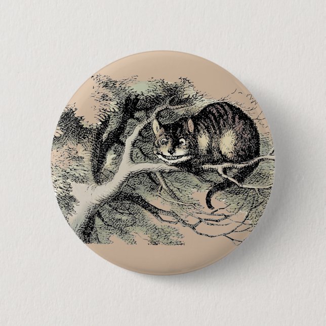 Cheshire Cat Alice i Underlandet Klassiker Knapp (Framsida)
