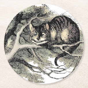 Cheshire Cat Alice i Underlandet Klassiker Underlägg Papper Rund
