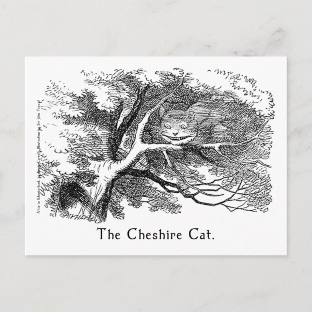 Cheshire Cat Alice i Wonderland Art Card Vykort (Framsida)