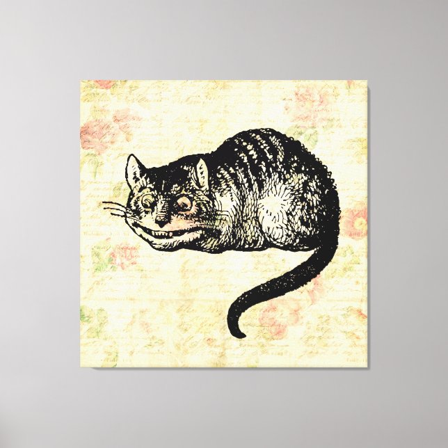 Cheshire Cat Alice i Wonderland Art Illustration Canvastryck (Framsida)