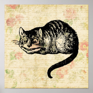 Cheshire Cat Alice i Wonderland Art Illustration Poster
