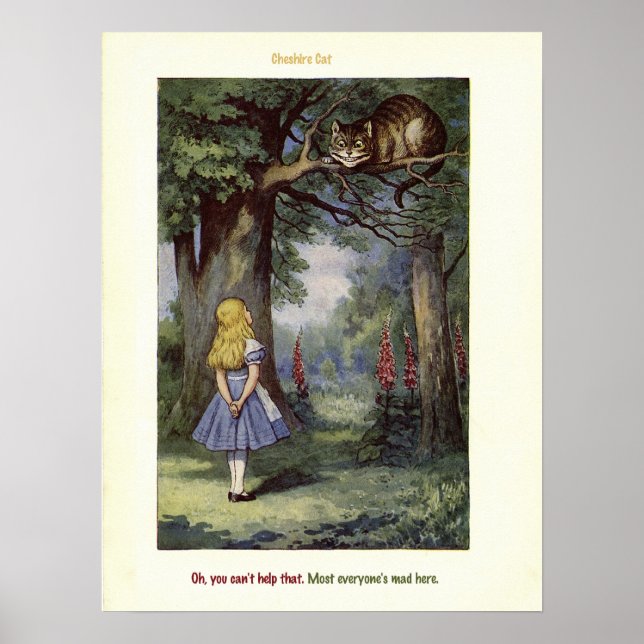 Cheshire CAT Alice i Wonderland print Poster (Framsidan)