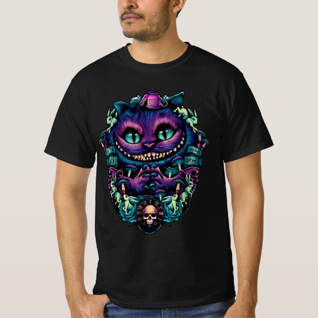 Cheshire Cat Alice in Wonderland T Shirt (Framsida)
