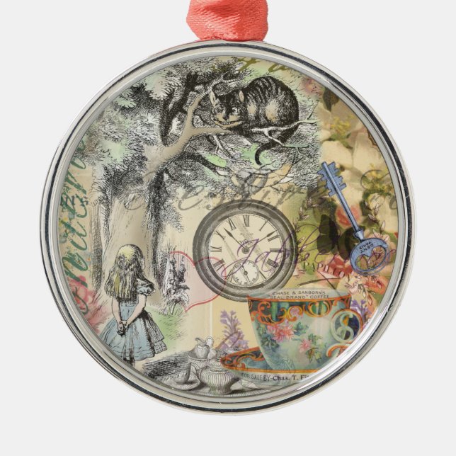 Cheshire Cat Alice Wonderland Classic Julgransprydnad Metall (Framsidan)
