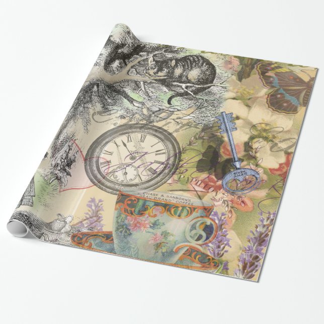 Cheshire Cat Alice Wonderland Classic Presentpapper (Utrullad)