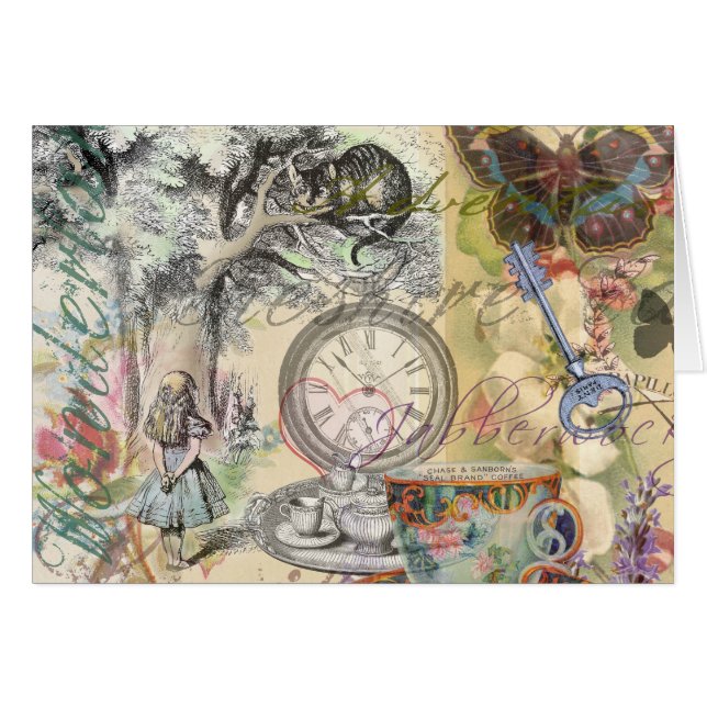 Cheshire Cat Alice Wonderland Klassiker Hälsningskort (Framsidan Horizontal)
