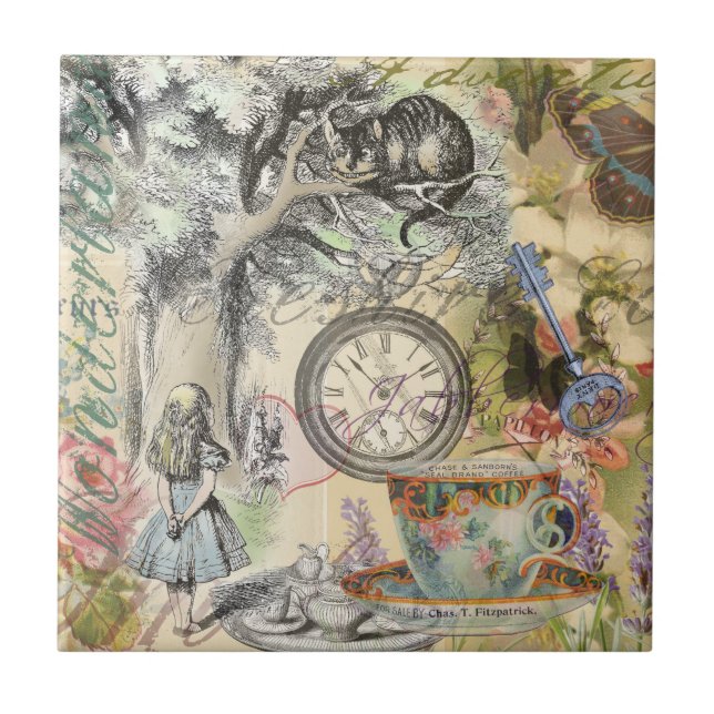 Cheshire Cat Alice Wonderland Klassiker Kakelplatta (Framsidan)