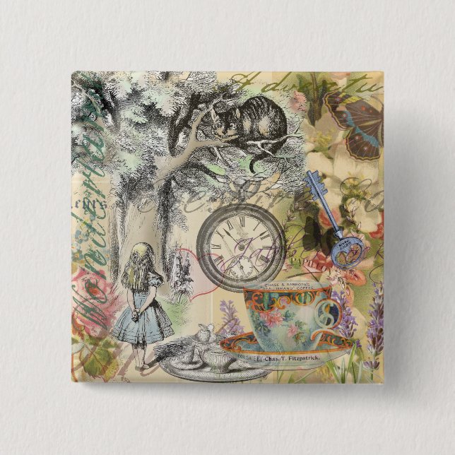 Cheshire Cat Alice Wonderland Klassiker Knapp (Framsida)