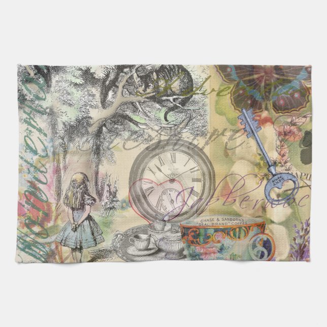 Cheshire Cat Alice Wonderland Klassiker Kökshandduk (Horisontell)