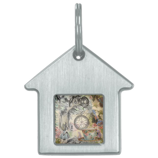 Cheshire Cat Alice Wonderland Klassiker Namnbricka Husdjur (Framsidan)
