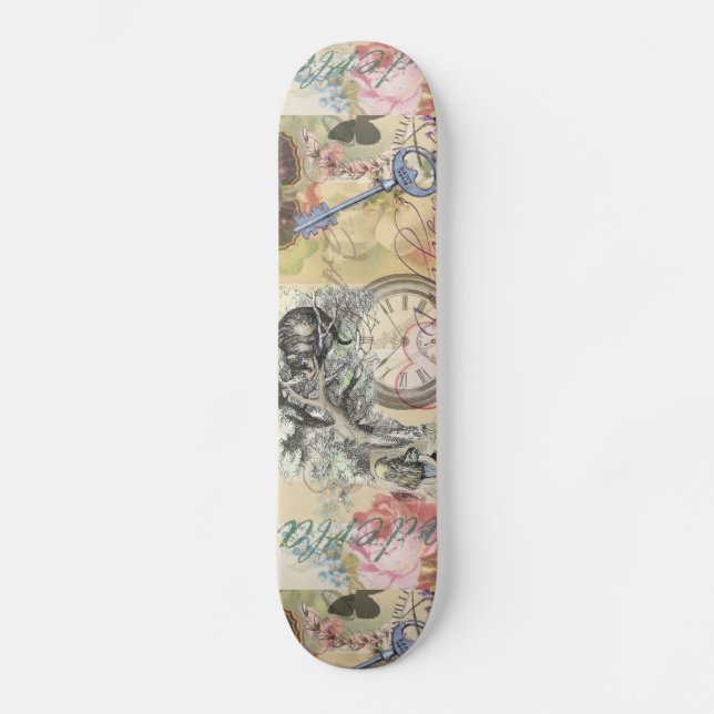 Cheshire Cat Alice Wonderland Klassiker Skateboard Bräda 19,5 Cm (Framsida)