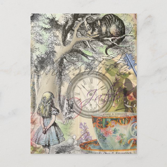 Cheshire Cat Alice Wonderland Klassiker Vykort (Framsida)