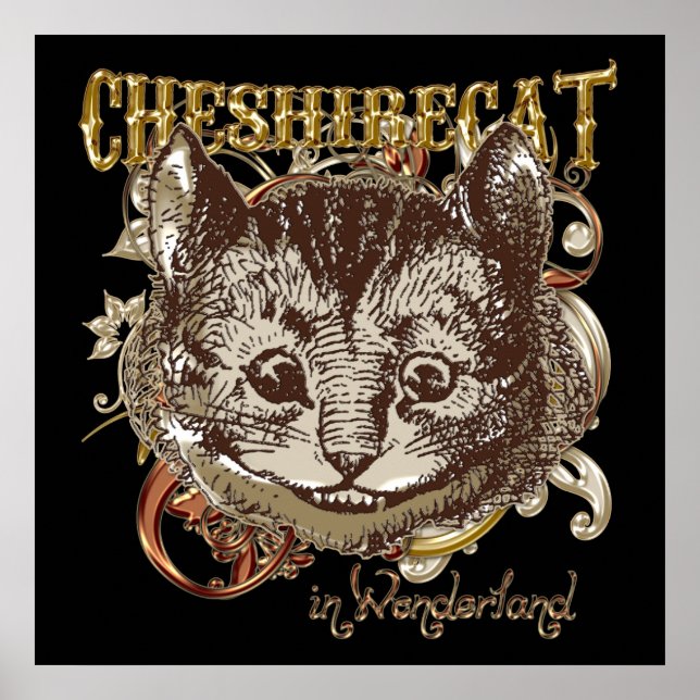 Cheshire Cat Carnivale Stil (Guld version) Poster (Framsidan)