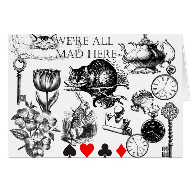 cheshire cat Classialice in wonderland Hälsningskort (Framsidan Horizontal)