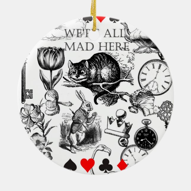 Cheshire Cat Classice alice in wonderland mad Julgransprydnad Keramik (Baksidan)