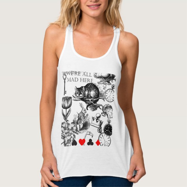 Cheshire Cat Classice alice in wonderland mad Linne Med Racerback (Framsida)